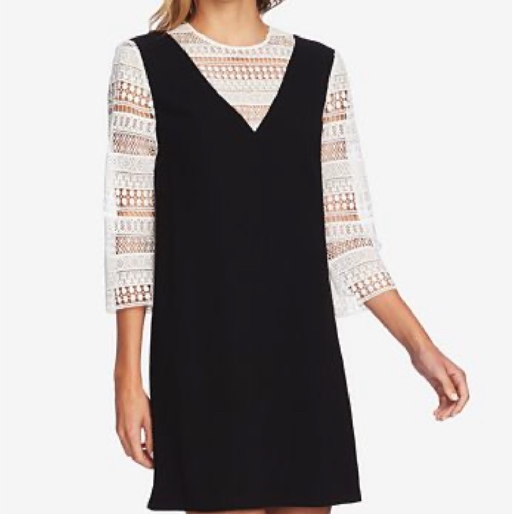 CeCe mixed media shift dress